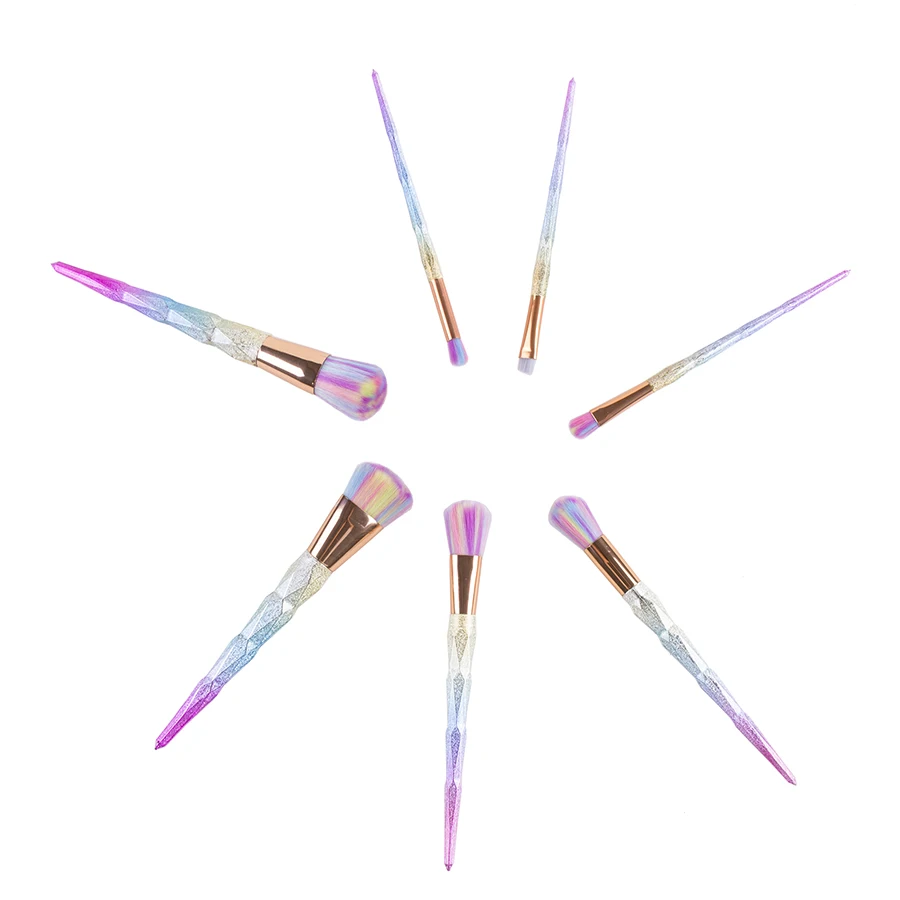 Девушка 7 шт. Профессиональный набор кистей для макияжа Алмаз Радуга Ручка Щетки