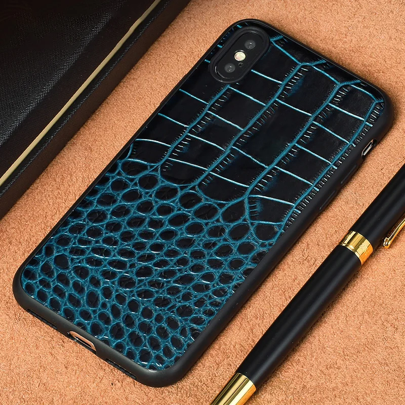 Business high-end leather cowhide lizard all-inclusive soft shell For iphone x phone case |