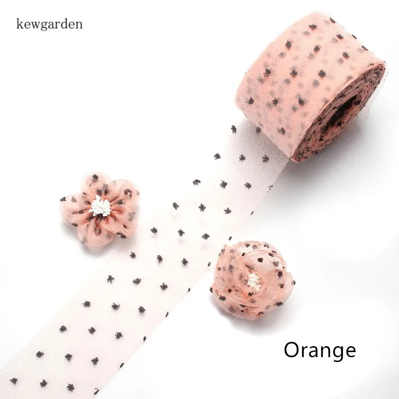 Мягкая лента Kewgarden для творчества 6 см 60 мм с контрастными цветными точками 12 м/лот