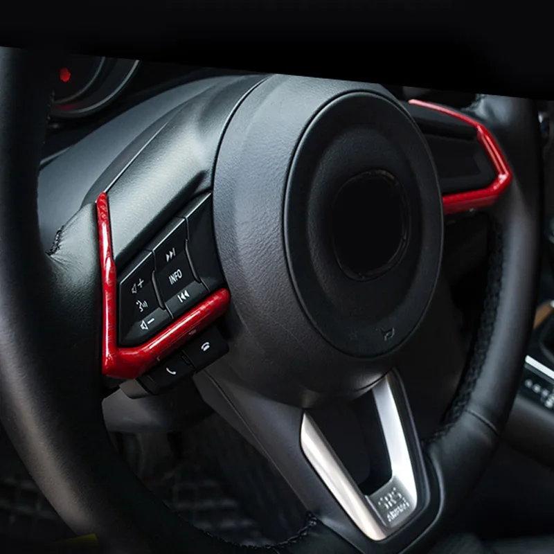 2pcs for Mazda 3 Axela (2017) CX-4 CX-5 ATENZA (2018) Steering wheel decorate strip silver / Carbon fiber pattern | Автомобили и