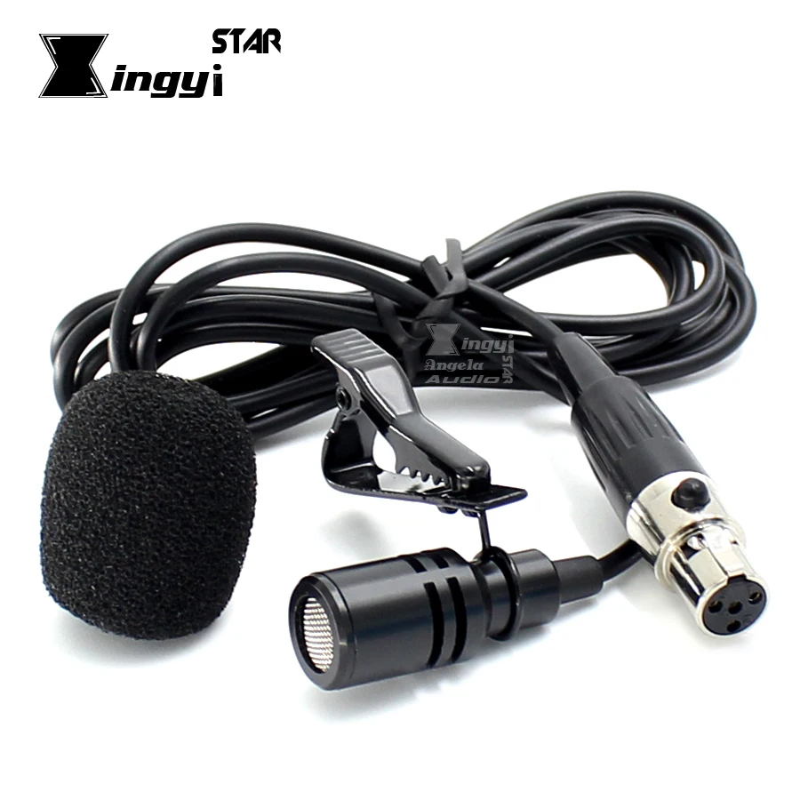 Проводной конденсаторный микрофон Mini XLR TA4F 4 контактный петличный с зажимом для
