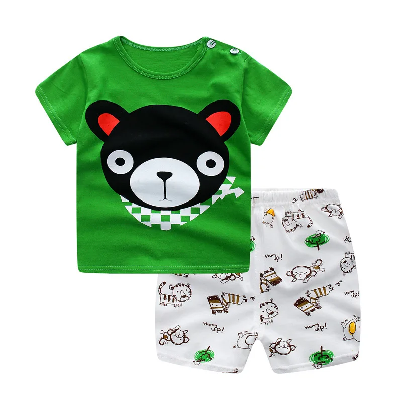 Baby Boy Clothes 2018 Summer Brand Infant Clothing Cartoon Short Sleeved T-shirts Tops +Pants Cotton Kids Bebes Jogging Suits |