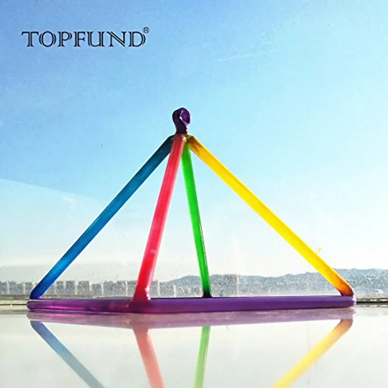 TOPFUND Радужная цветная прозрачная кварцевая Поющая пирамида для звукового