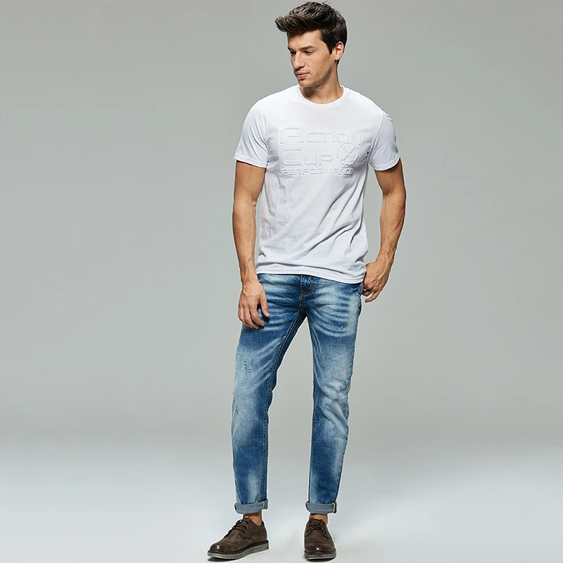 GLO STORY Для мужчин 2019 Новая мода Slim Fit узкие зауженные джинсы Повседневное уличная