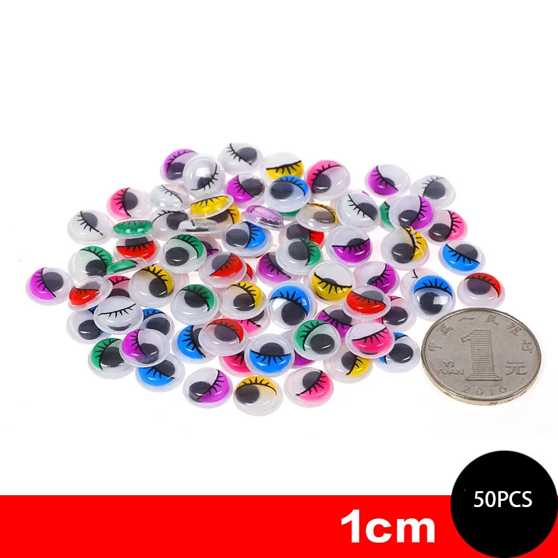 multicolor 1cm Самоклеющиеся пластиковые глаза куклы для игрушек, глаза Googly, используемые для поделок, аксессуары для кукол 6 мм/8 мм/10 мм/12 мм/15 мм/18 мм/20 мм - Цвет: multicolor 1cm