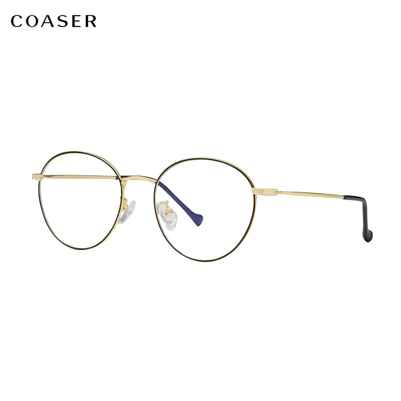 Винтажные круглые металлические оправы очки с защитой от синего света