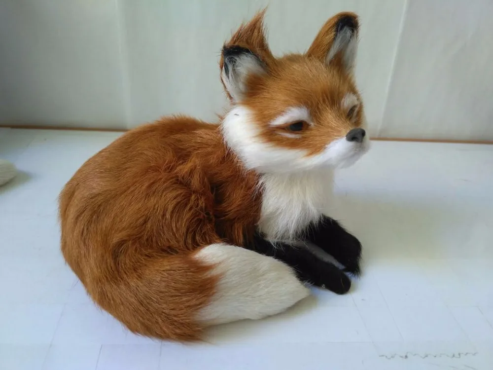 

about 16x13cm simulation brown prone fox plastic&furs fox model handicraft prop home decoration gift d2210