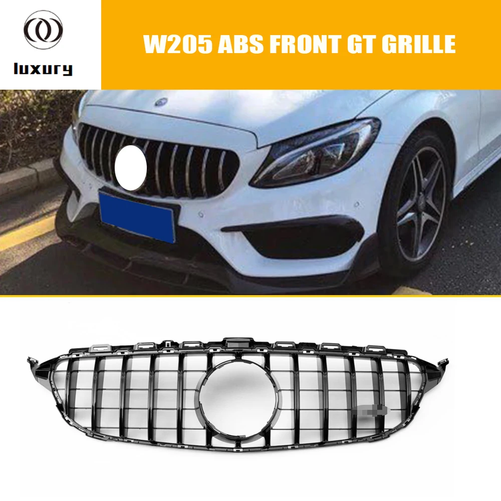 W205 GTR стиль ABS Серебряный передний бампер сетка гриль решетка для Benz C180 C200 C300 C43 с AMG