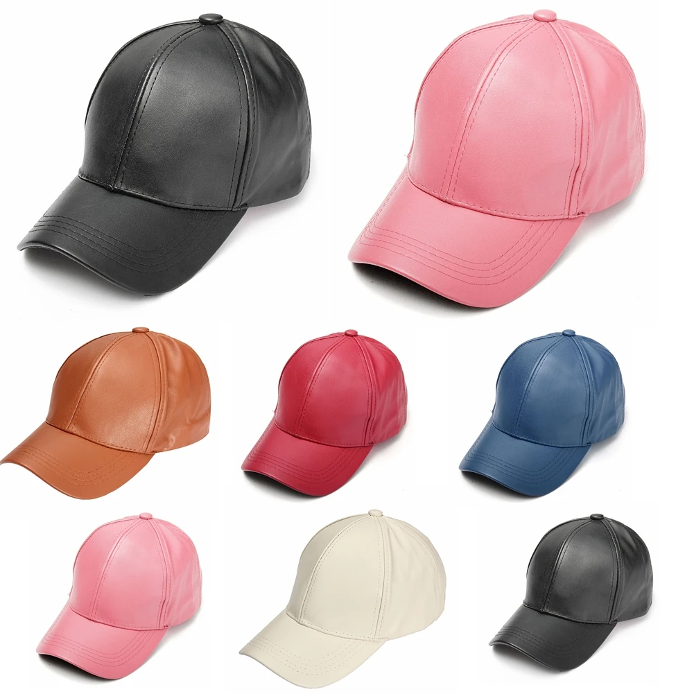 Зимняя женская бейсболка из искусственной кожи Кепка унисекс Snapback для спорта на