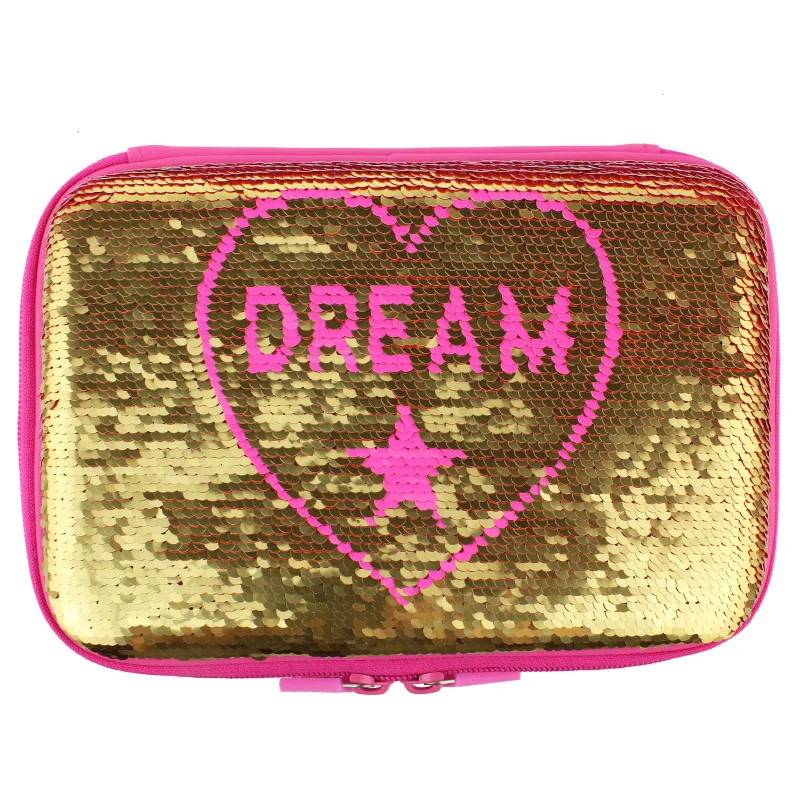 Школьный пенал для девочек dream love sequins можно переворачивать большая ручка коробка Прекрасная косметичка для девочек ручка сумка, школьные принадлежности канцелярия для школы пиналы в школу для девочек