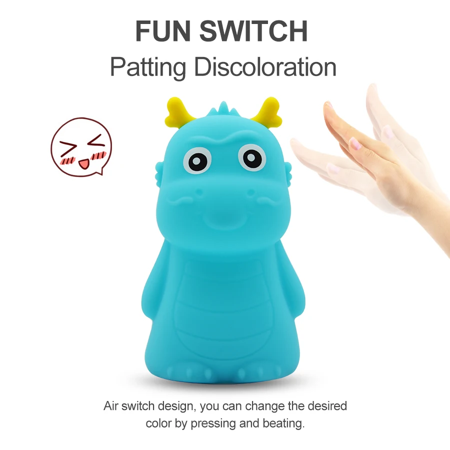 Cute Dragon Night Light For Children Bedroom Lamp Dinosaur LED Nightlight Child Lights Beside Baby Christmas Xmas Gifts | Лампы и