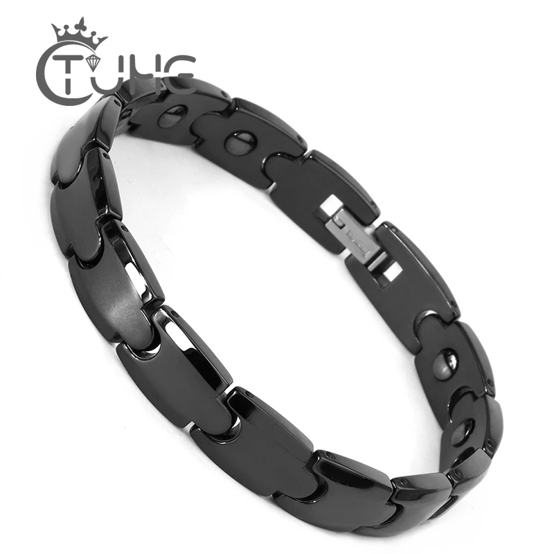 

9MM Withe Smooth Bio Elements Energy Ceramic Bracelet Bangle Lovers Magnetic Germanium Health Chain Charm Women Men Jewelry Gift