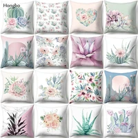 hongbo 4545cm square decorative throw pillow case succulent plants print pineapple cactus pillowcase for home