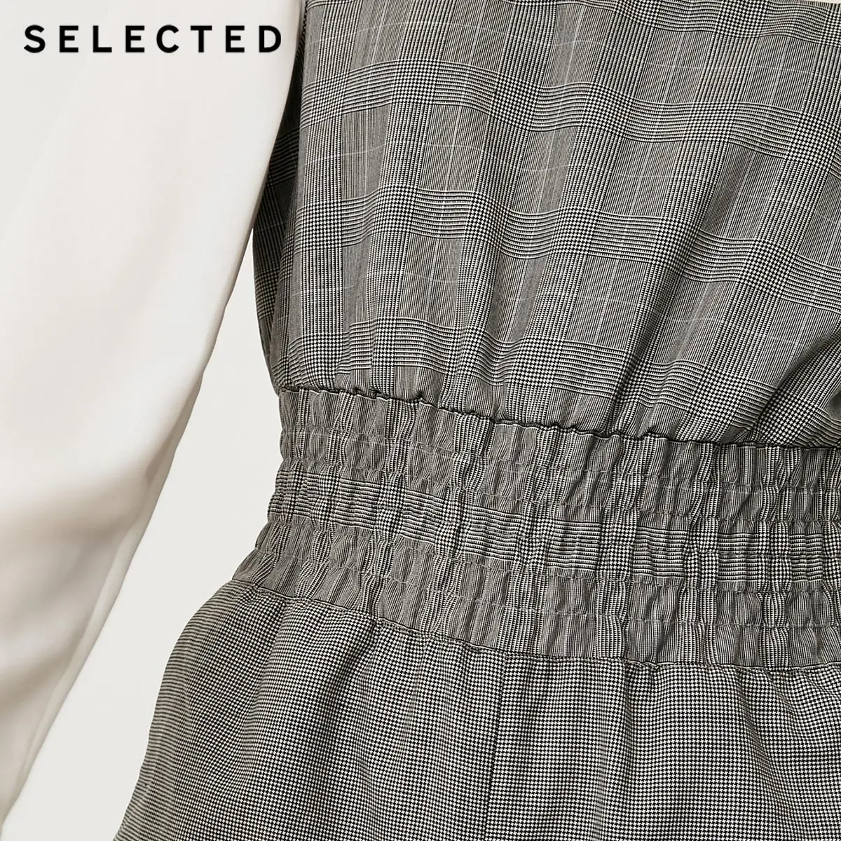 SELECTED Women's Wool-blend Loose Fit Shoulder Straps Plaid Jumpsuit SIG|418344505 |