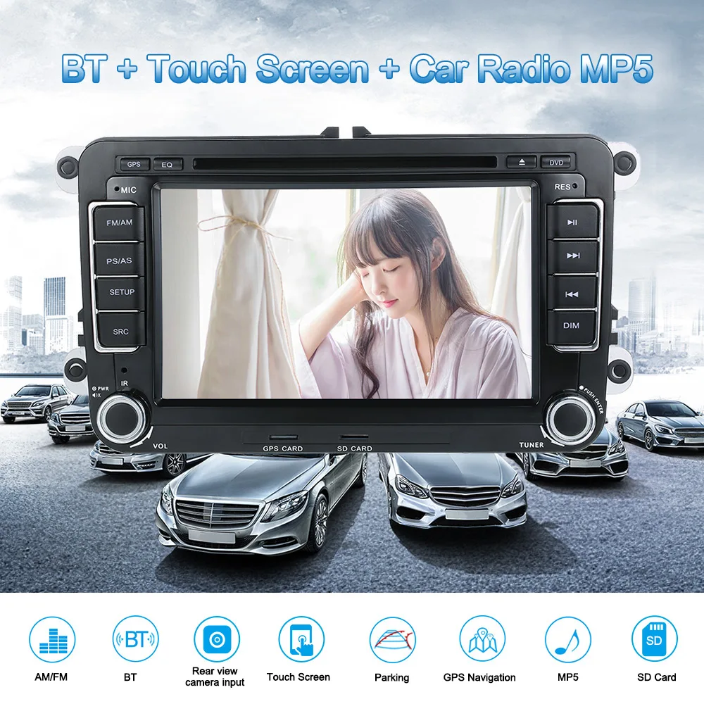 Автомагнитола 2 Din автомобильный DVD плеер 7 дюймов HD GPS навигатор BT AM/FM