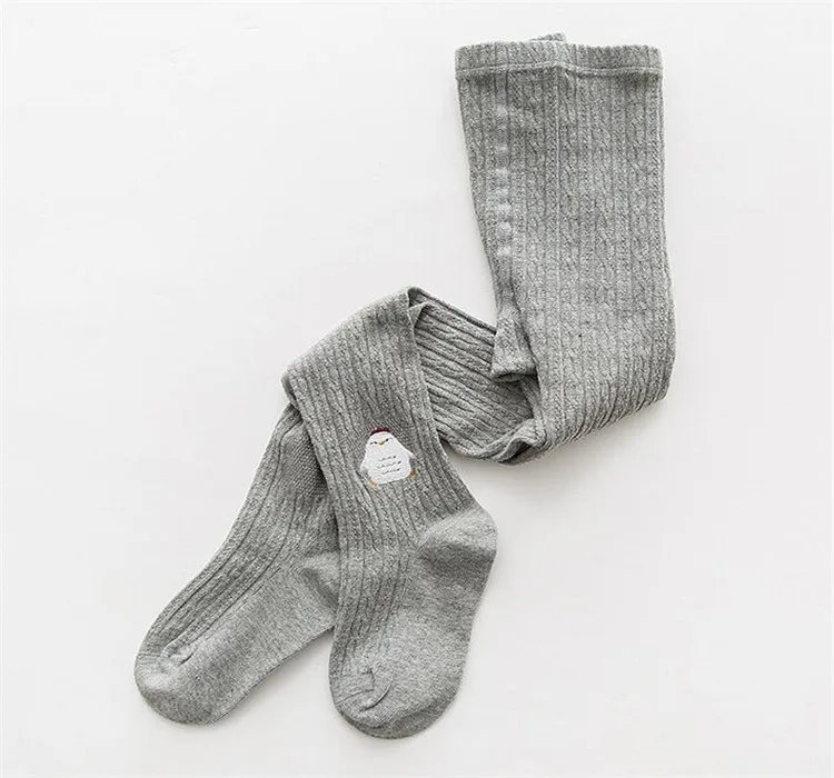 Light Grey Осенне-весенние колготки для маленьких девочек с рисунком лисы из мультфильма Хлопковые вязаные милые детские колготки - Цвет: Light Grey