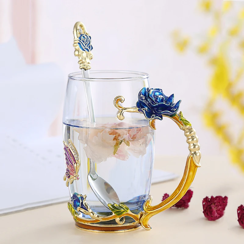 Бытовая эмалированная цветная чашка Цветочная чайная набор женских соков