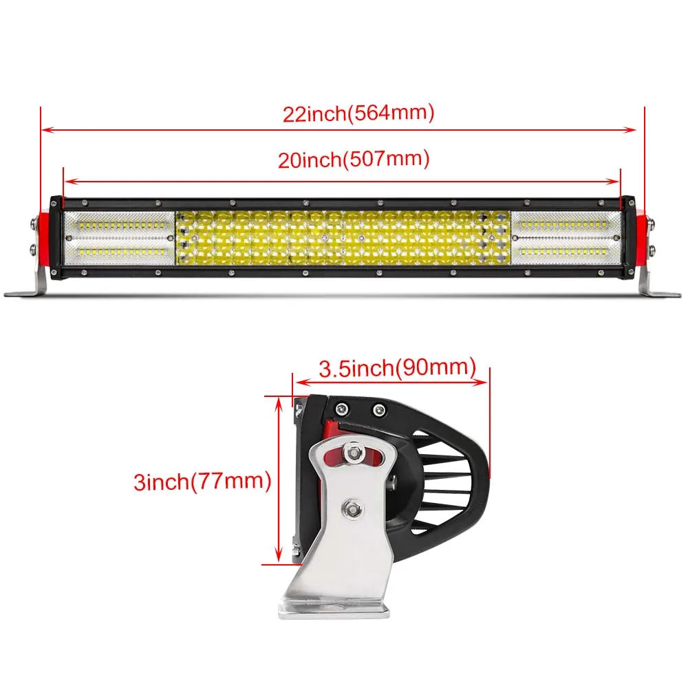 4 рядный светодиодный светильник CO LIGHT 12D 22 дюйма 384 Вт для внедорожников 12/24