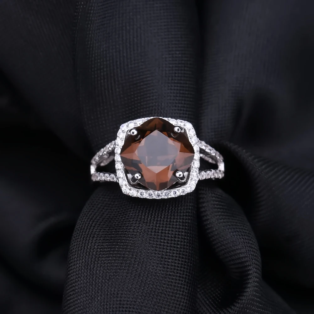 Серьги и кольцо из серебра 925 пробы с натуральным дымчатым кварцем|jewelry sets|fine
