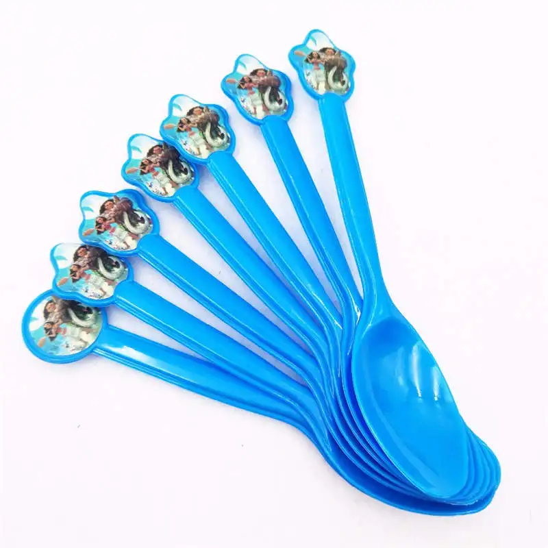spoons 10pcs Моана День Рождения украшения, товары для вечеринки дети Disaposable посуда тарелки чашки колпачок баннер подарки на праздник девочка baby shower - Цвет: spoons 10pcs