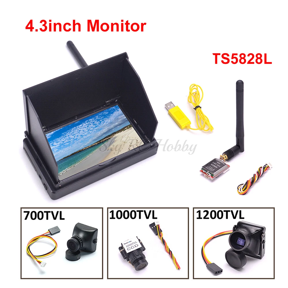 

4.3inch 48CH LCD 480 x 272 Wireless Receiver Monitor built-in battery TS5828L 600mW Transmitter 700TVL 1000TVL 1200TVL Camera