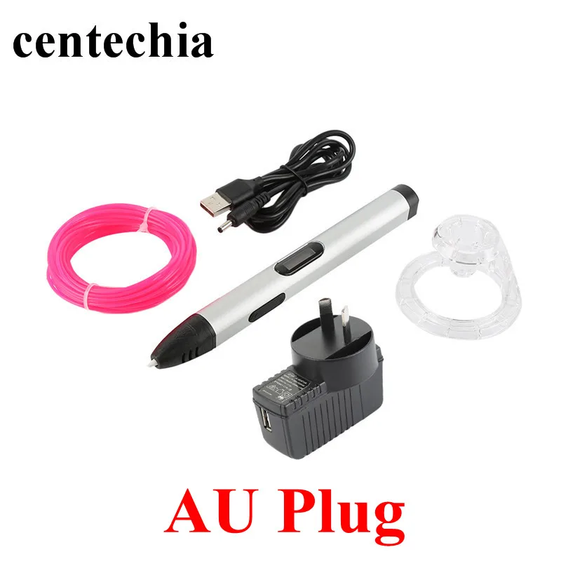 sliver Centechi DIY 3D Ручка принтера ручка Креативные инструменты для рисования лучший подарок на день рождения Рождество для ребенка дизайн живопись AU Plug - Цвет: sliver