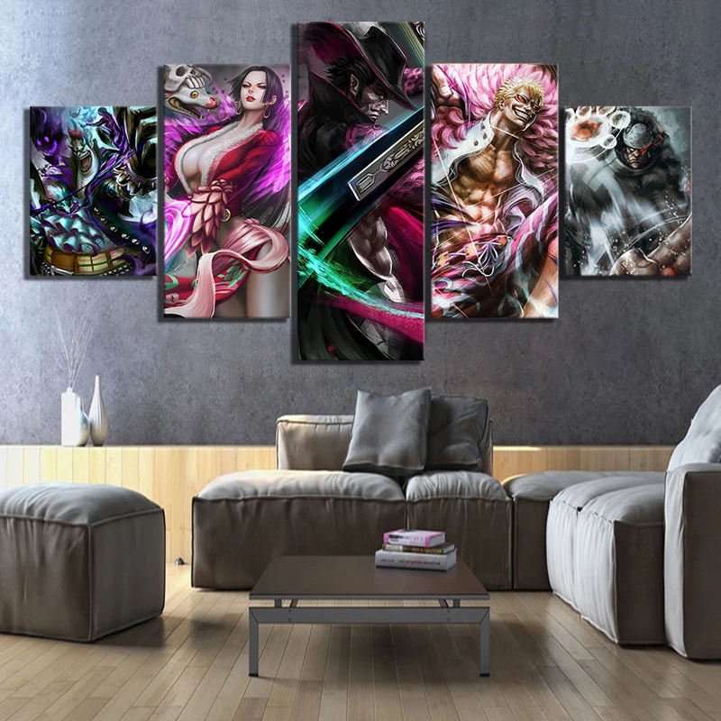 Modular Pictures Home Decor 5 Panel ONE PIECE WARLORD SHICHIBUKAI Anime Wall Art Modern Canvas Prints Painting Poster Bedroom | Дом и сад