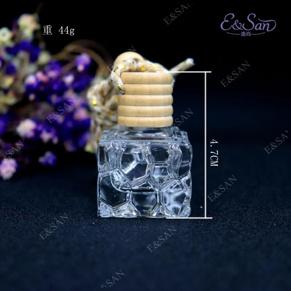 FM542-10ML Water Cube Transparent Perfume Bottle Glass Car Pendant Boutique Car Hanging Bottle 100PCS/LOT
