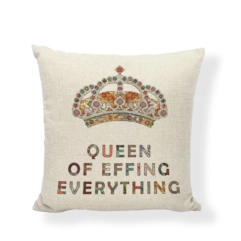 Квадратная льняная Подушка Корона с бабочкой наволочки принтом букв King для