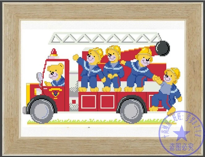 Комплект для вышивки крестиком пожарная часть машина|counted cross stitch kits|cross kitscounted |