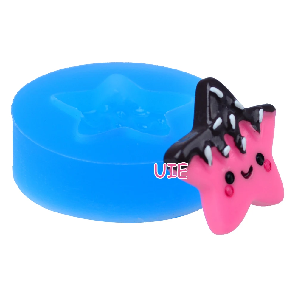 XYL215U 26.6mm Kawaii Smiley Star Ice Cream Cake Silicone Mold - for Fondant Topper Chocolate Jewelry Candy Resin Clay | Дом и сад