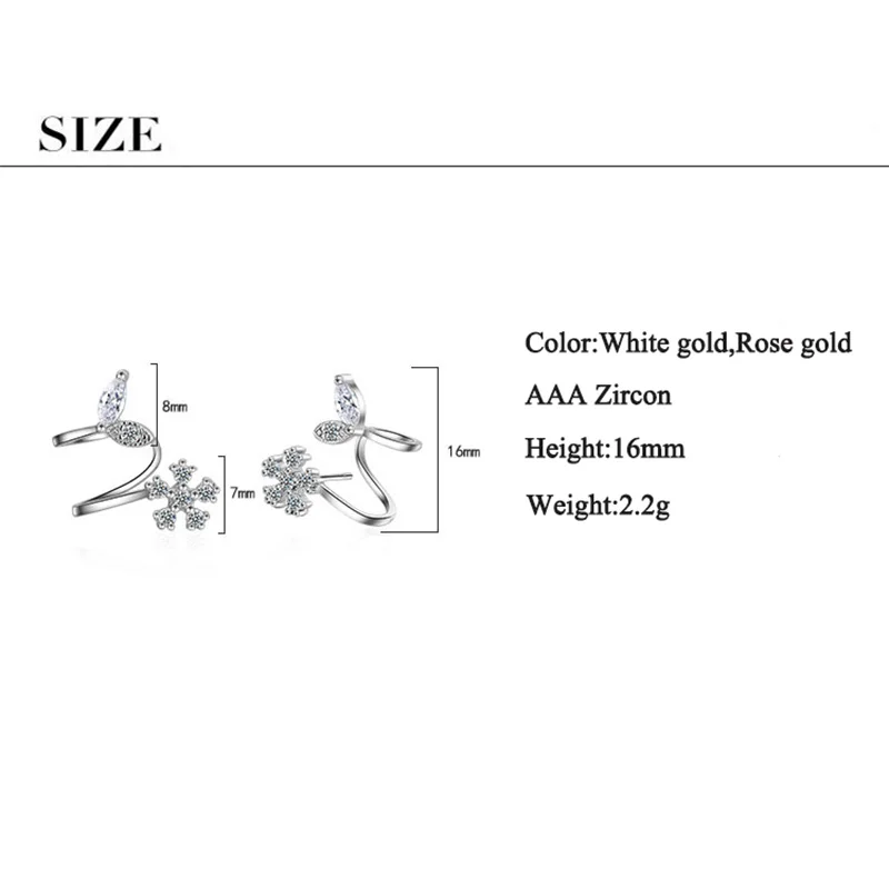 

JYouHF Fashion White Gold Plated Crystal Snowflake Stud Earrings Women Jewelry Petal Flower with Zircon Party Wedding Earrings