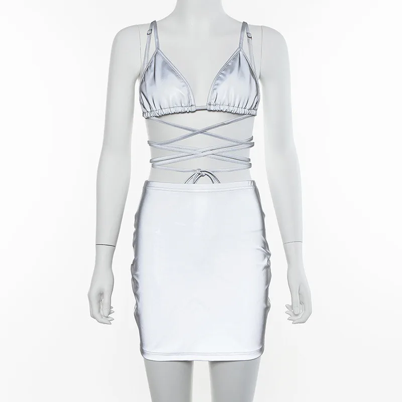 Светоотражающее серебристое облегающее женское платье для фитнеса Клубная