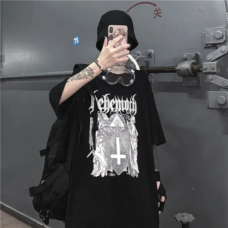NYOOLO Harajuku, дизайнерская футболка с принтом в виде крестов и букв, летняя уличная одежда, свободная футболка с коротким рукавом, женская и Мужская одежда, Топ