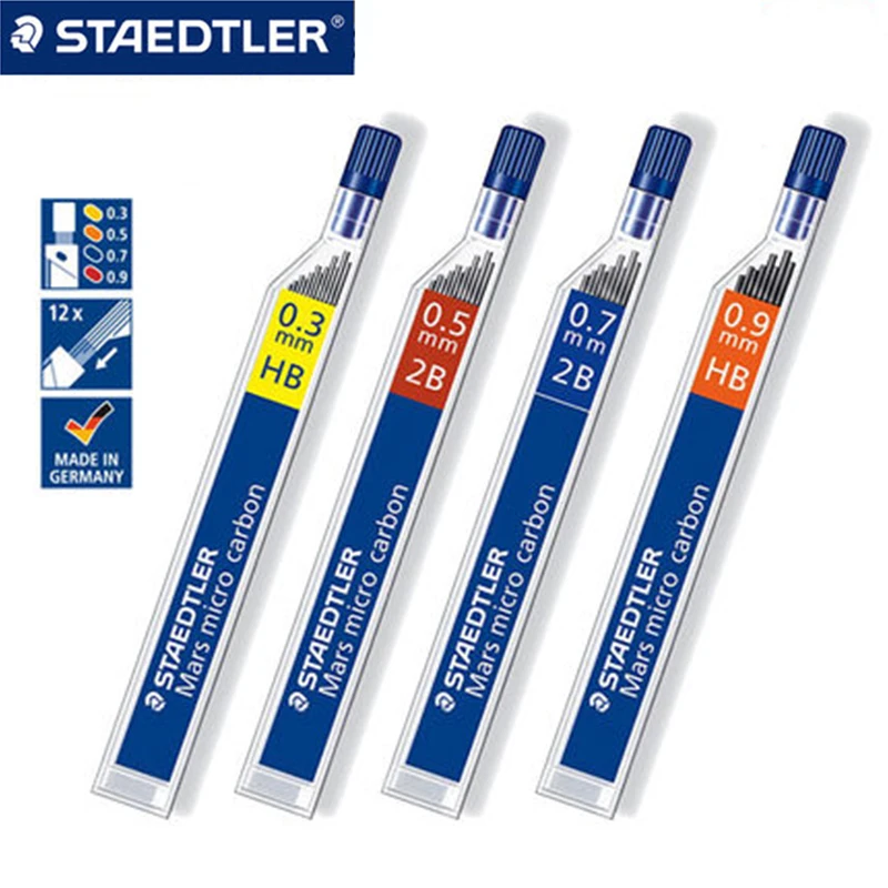 Staedtler 250 механический карандашные грифели 5 трубок пакеты для 2B/HB 0,3/0,5/0,7/0,9/1,3 мм офисные и школьные канцелярские принадлежности