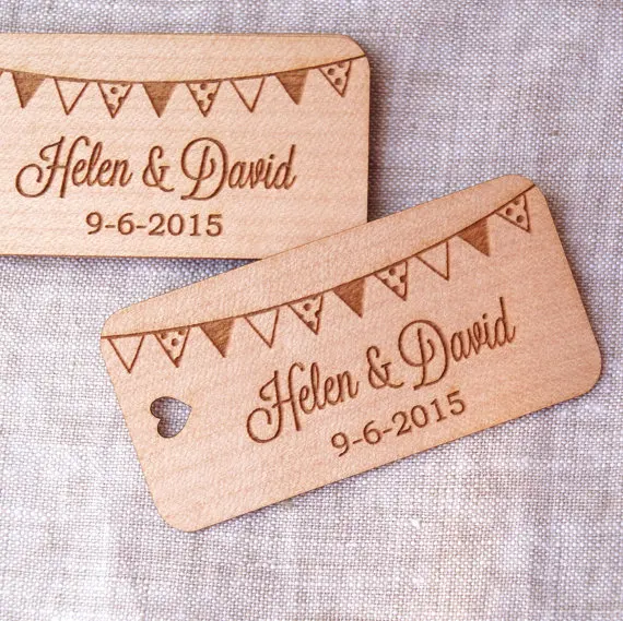 

custom name banner Wooden wedding thank you gift favor hang tags engagement bridal shower party favors invitation labels