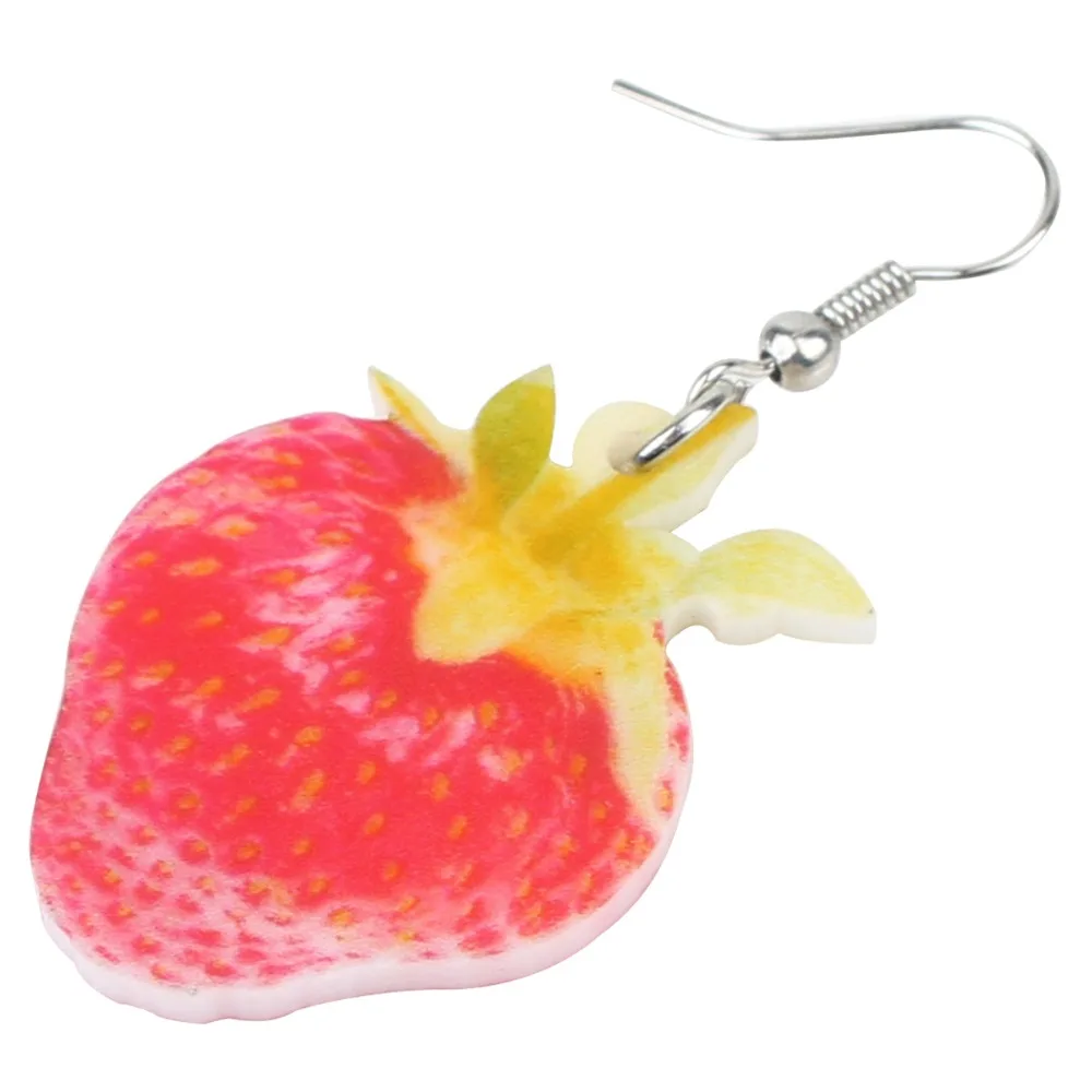 Bonsny Acrylic Sweet Strawberry Earrings Big Long Dangle Drop Cute Fruit Jewelry For Women Girls Ladies Teens Summer Accessory | Украшения