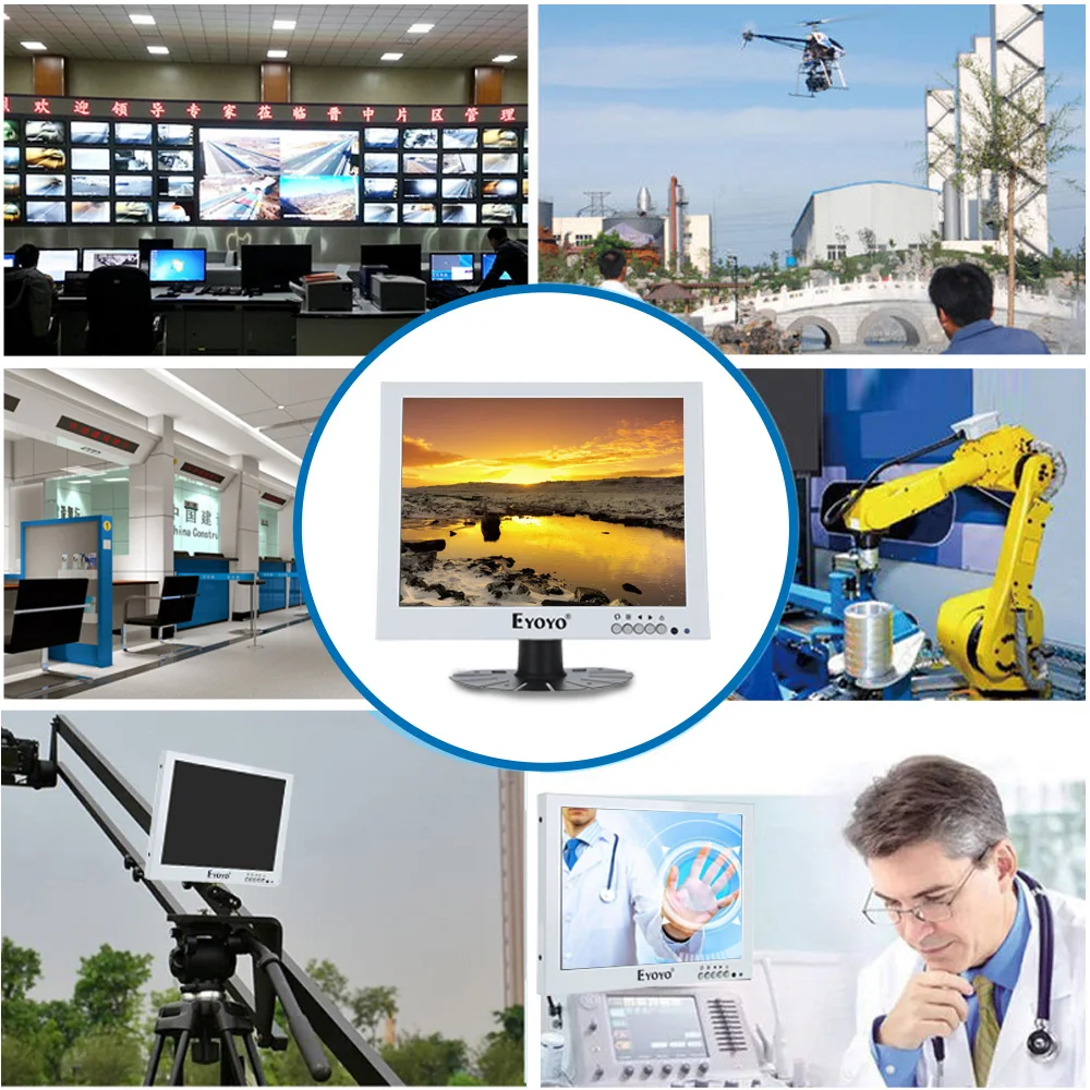 Eyoyo 10 &quotLED Мониторы 1024x768 с BNC VGA AV аудио видео Вход встроенный Двойной