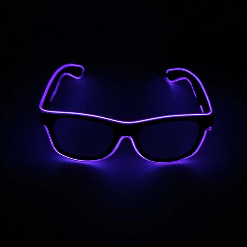 Purple Новые мигающие очки EL Wire светодиодный светящиеся вечерние очки, светильник ing, новинка, подарок, яркий светильник, праздничные вечерние светящиеся солнцезащитные очки - Цвет: Purple
