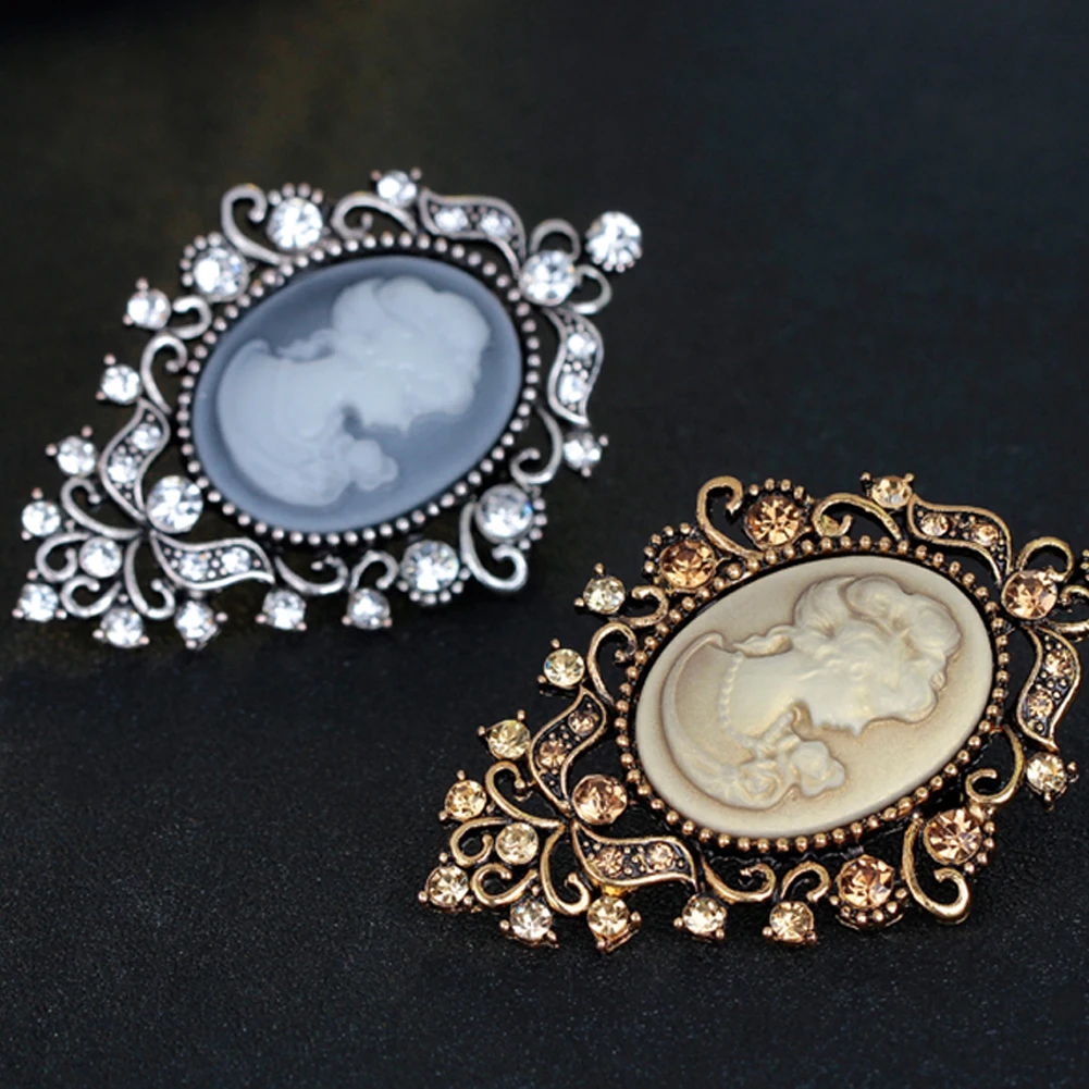 Модные Винтажные ювелирные изделия брошь в виде камеи заколка красота королева