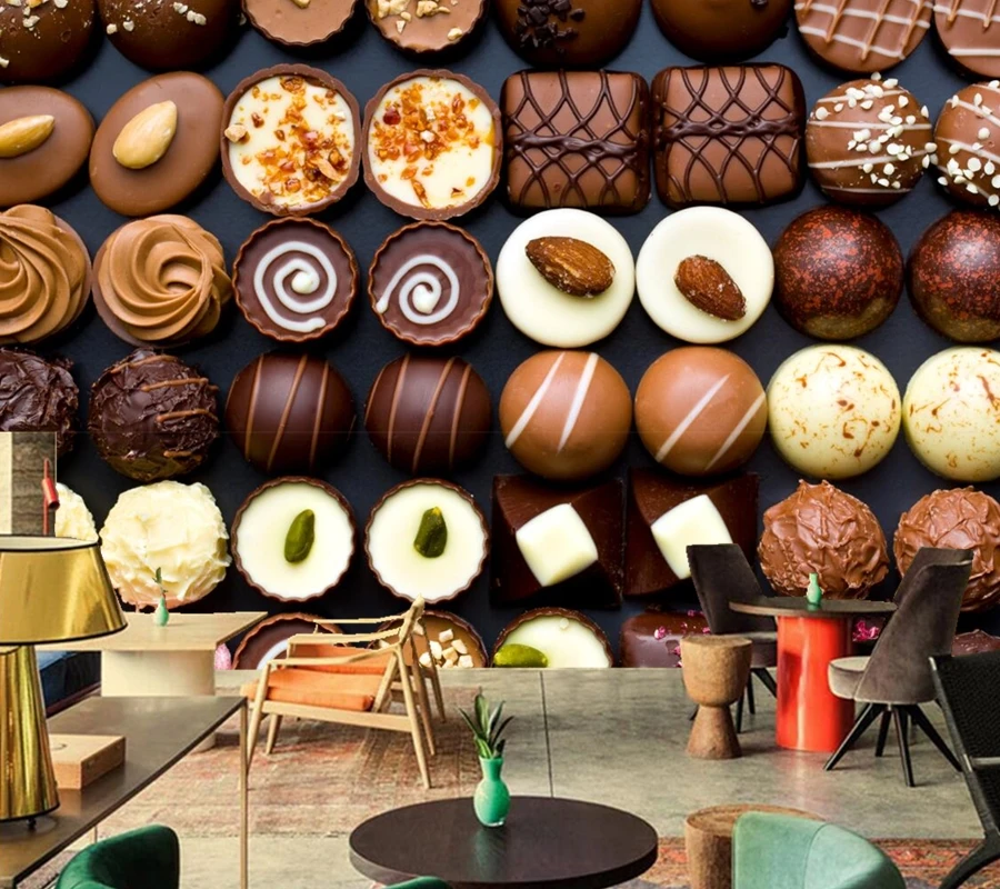 Обои с изображением конфет и сладостей обои многих блюд для ресторана кофейни