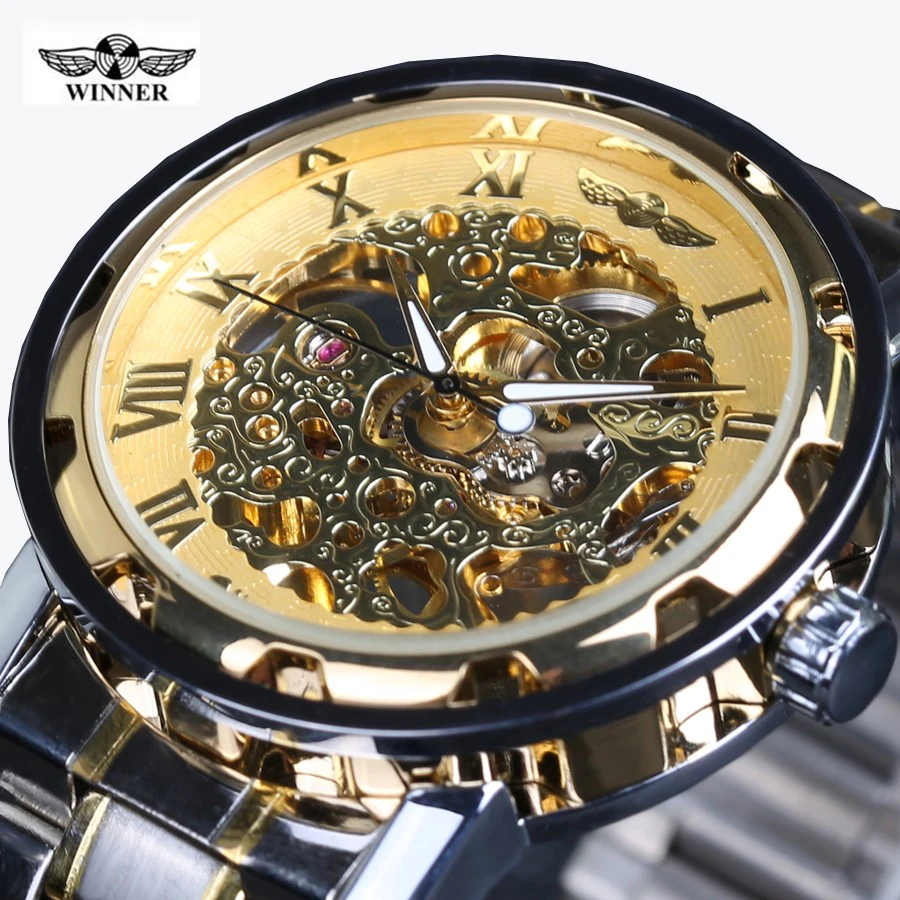 Новинка 2016 лидер продаж модные Механические Мужские часы-скелетоны с