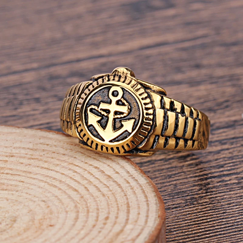 Кольцо анкерное мужское из нержавеющей стали и титана ювелирное изделие двух