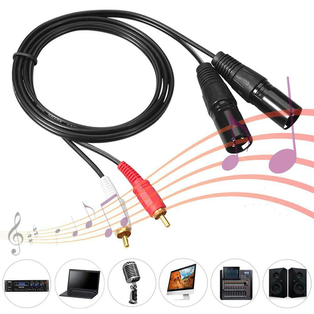 Стерео HIFI аудио кабель двойной RCA штекер XLR Штекер 1 5 м расширение видео для