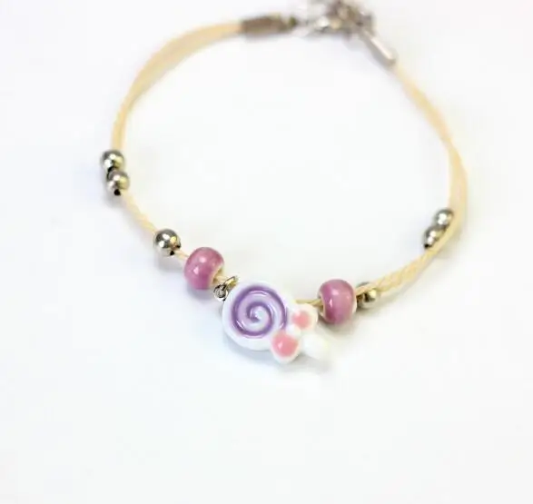 Красивые яркие керамические браслеты с подвесками синие фиолетовые ручной