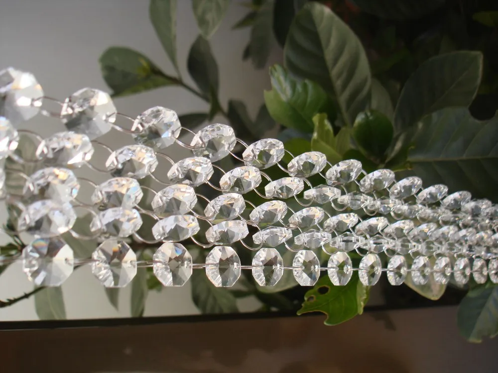 Прозрачные 10 футов 14 мм Восьмиугольные бусины цепочка из стекла Хрустальная