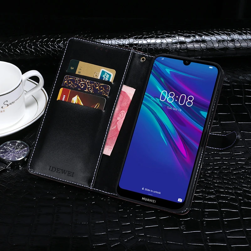 Чехол для Huawei Y6 Pro 2019 Роскошный кожаный флип-чехол защитный чехол телефона с