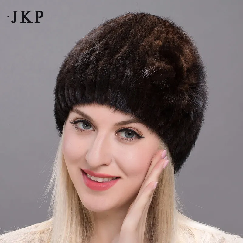 Осенне-зимняя импортная женская Норковая меховая шапка с цветочным узором в русском стиле Женская Роскошная меховая шапка женская DHY17-22 - Цвет: C