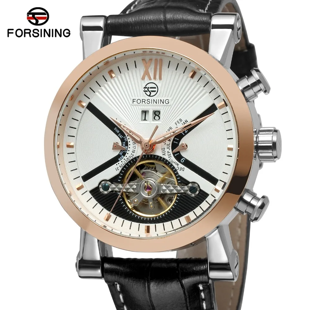 

Forsining Top Brand Men's Clocks Super Stylish Import Branded Autoamtic Tourbillion Calendar Wrist Watch Classic Color Black