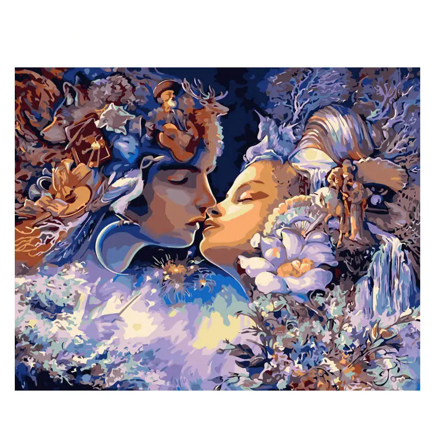 couple Painting 16 WEEN Snow Tiger DIY масляная краска по номерам настенное изображение на холсте раскраска краска по номерам кисть для рисования животных ручная краска ed Craft - Цвет: couple Painting 16